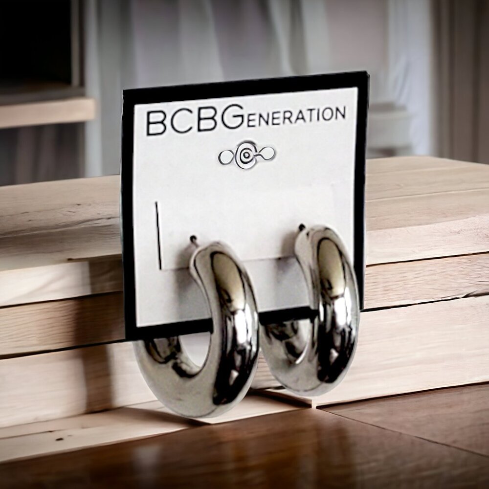 BCBG Tube Hoop Earrings - Picture 2 of 3